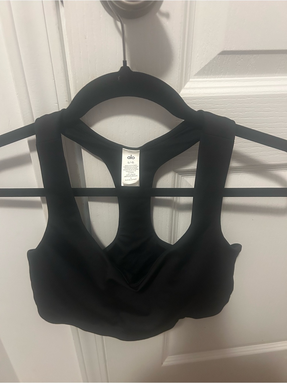 ALO Yoga Black Padded Sports Bra with Racerback